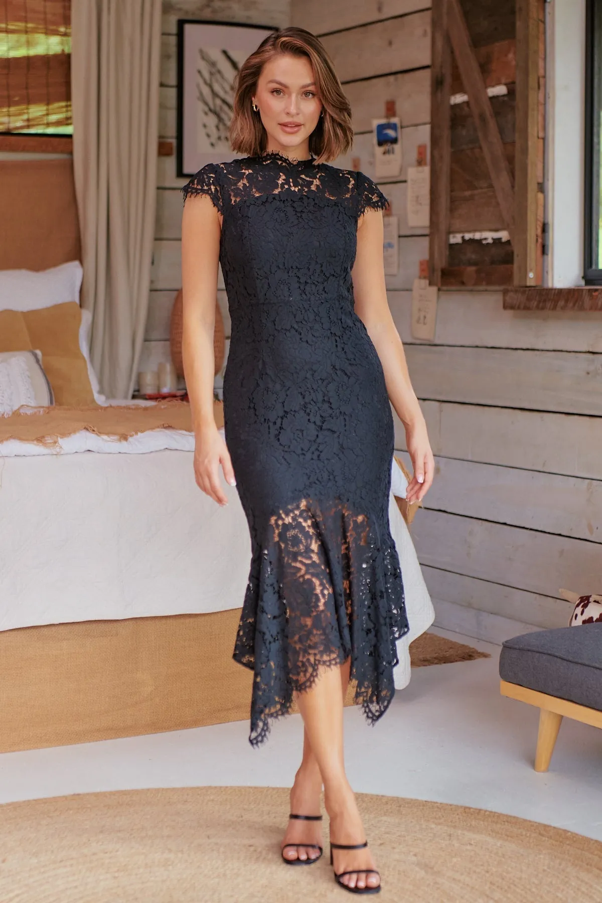 Constance Black Lace Evening Dress