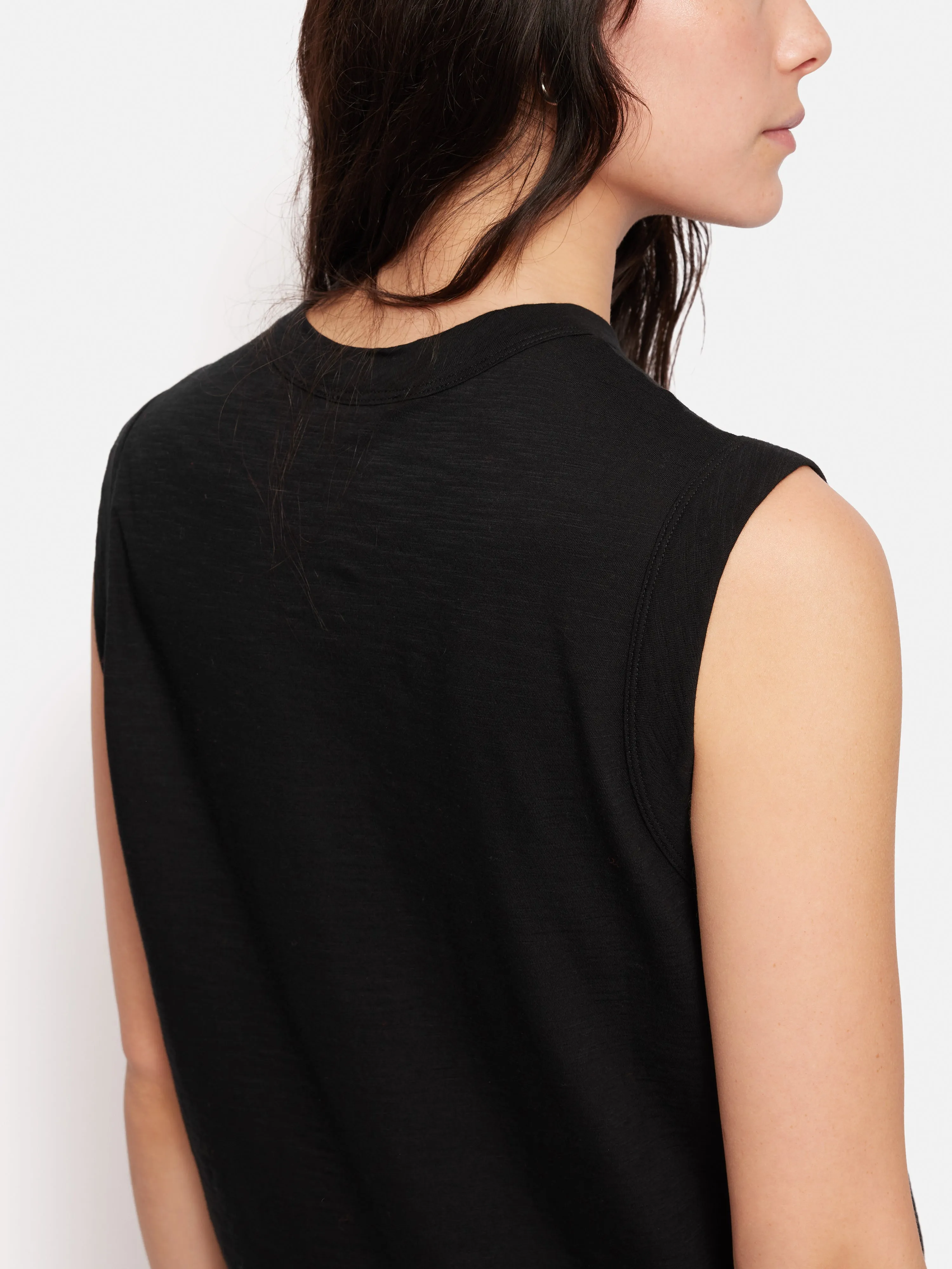 Cotton Slub Tank Top | Black