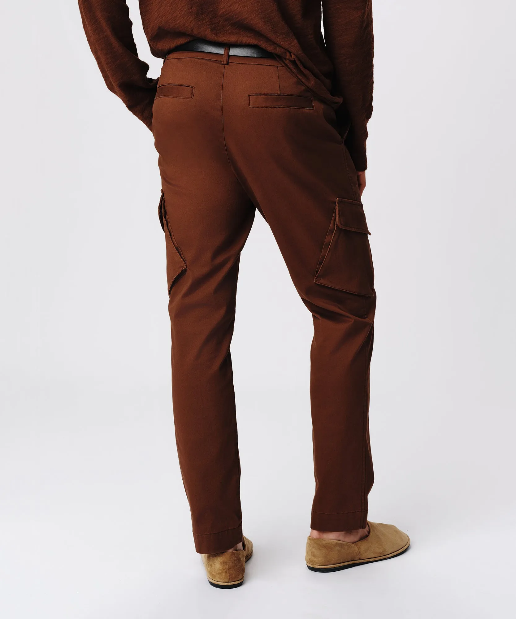 Cotton Twill Cargo Pant - Pecan Brown