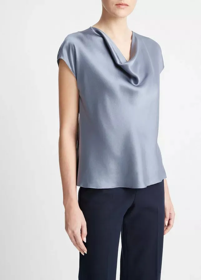 Cowl Neck Cap Sleeve Blouse