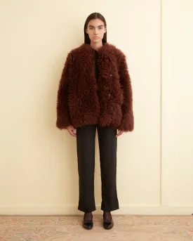 Crane Shag Shearling Coat - Brown