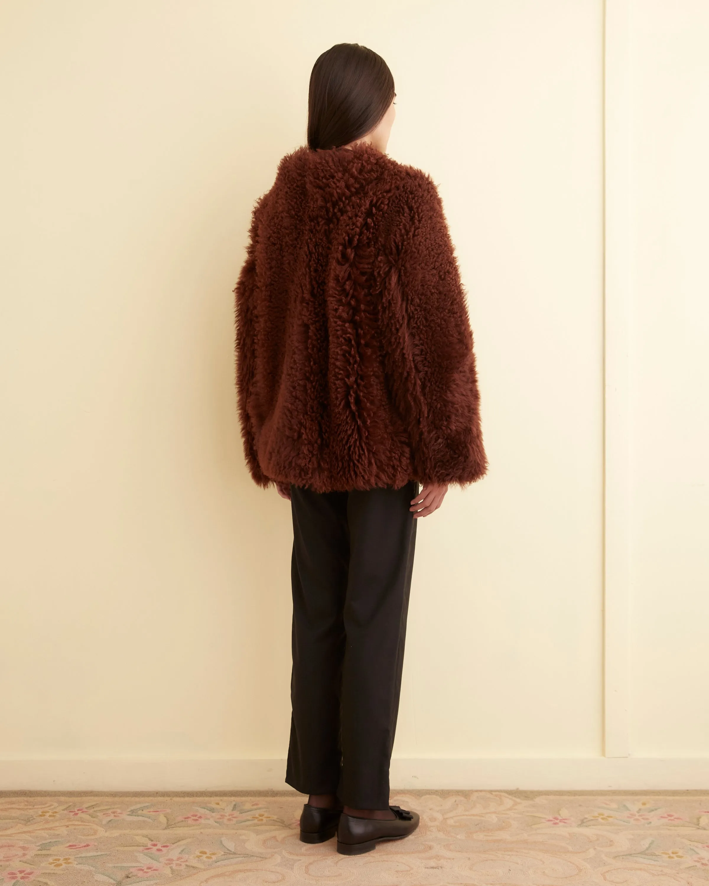 Crane Shag Shearling Coat - Brown