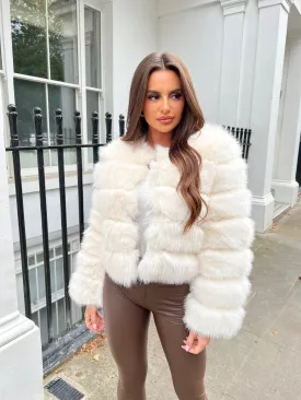 Cream Premium Faux Fur Jacket