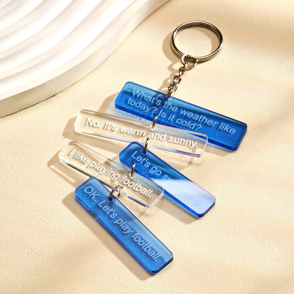 Custom Text Message Acrylic Keychain Personalized Funny Words Key Ring Birthday Gifts