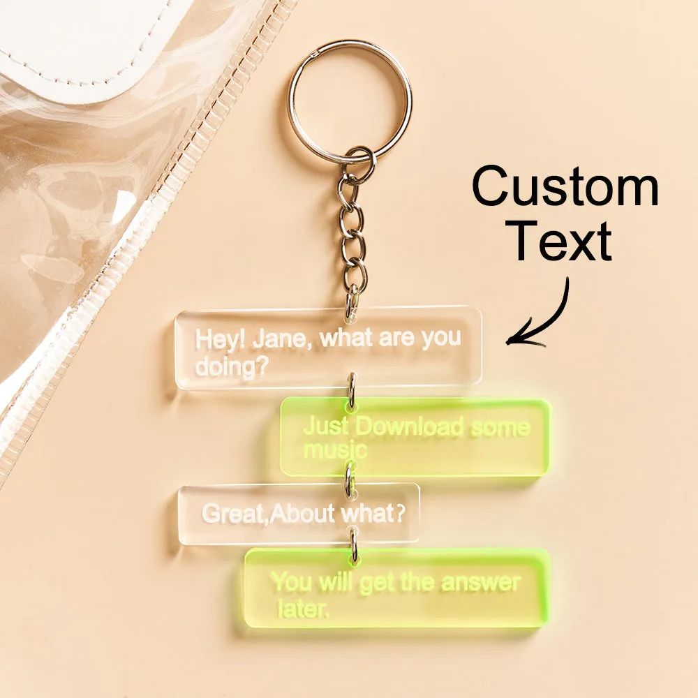 Custom Text Message Acrylic Keychain Personalized Funny Words Key Ring Birthday Gifts