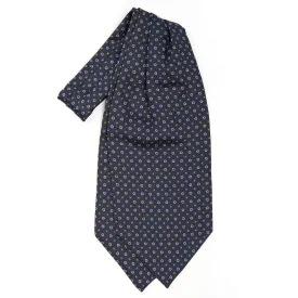 DARK BLUE SILK ASCOT TIE