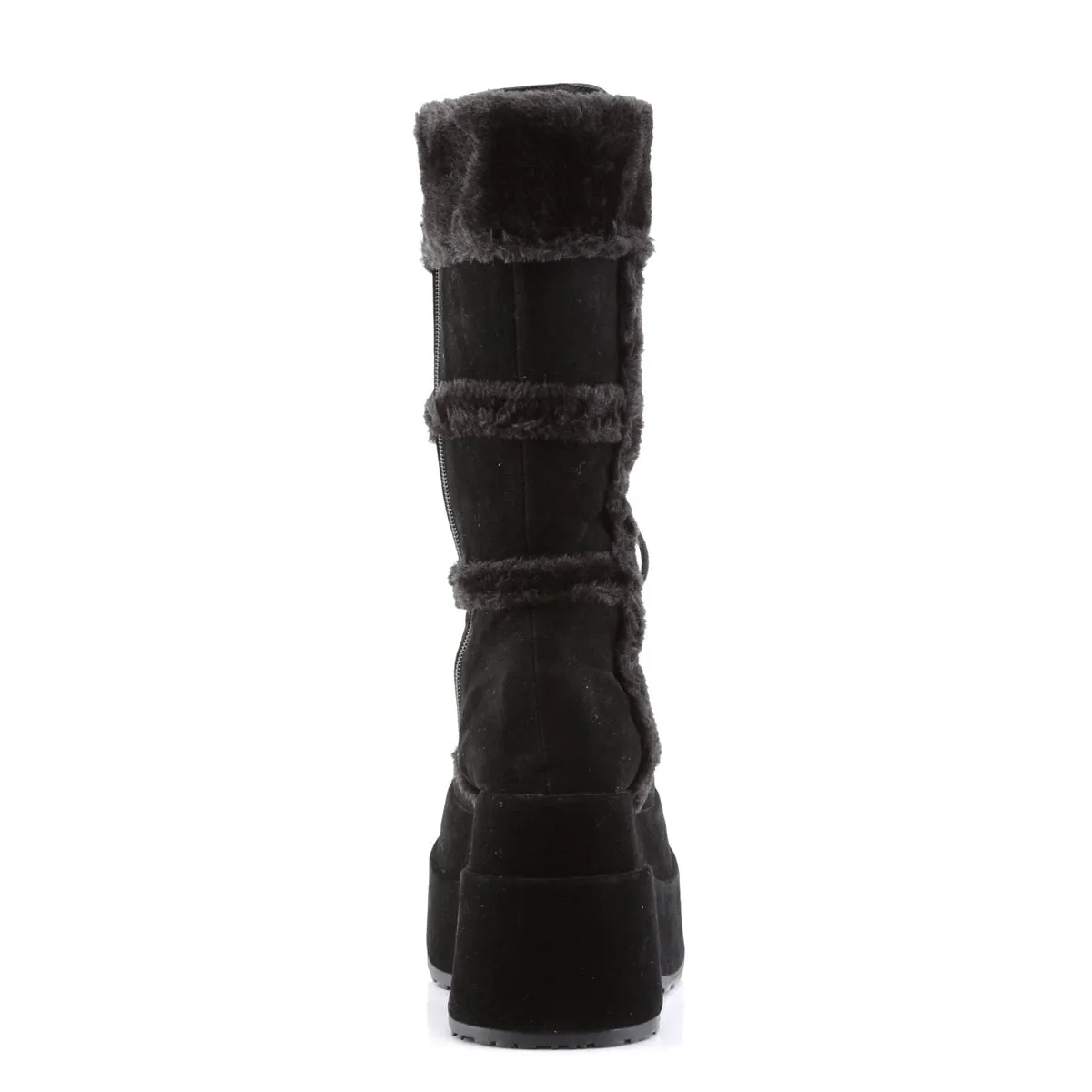 Demonia BEAR-202 | Black Vegan Suede Mid-Calf Boots