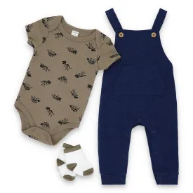 Dino Blues-3 Piece Dungarees Set