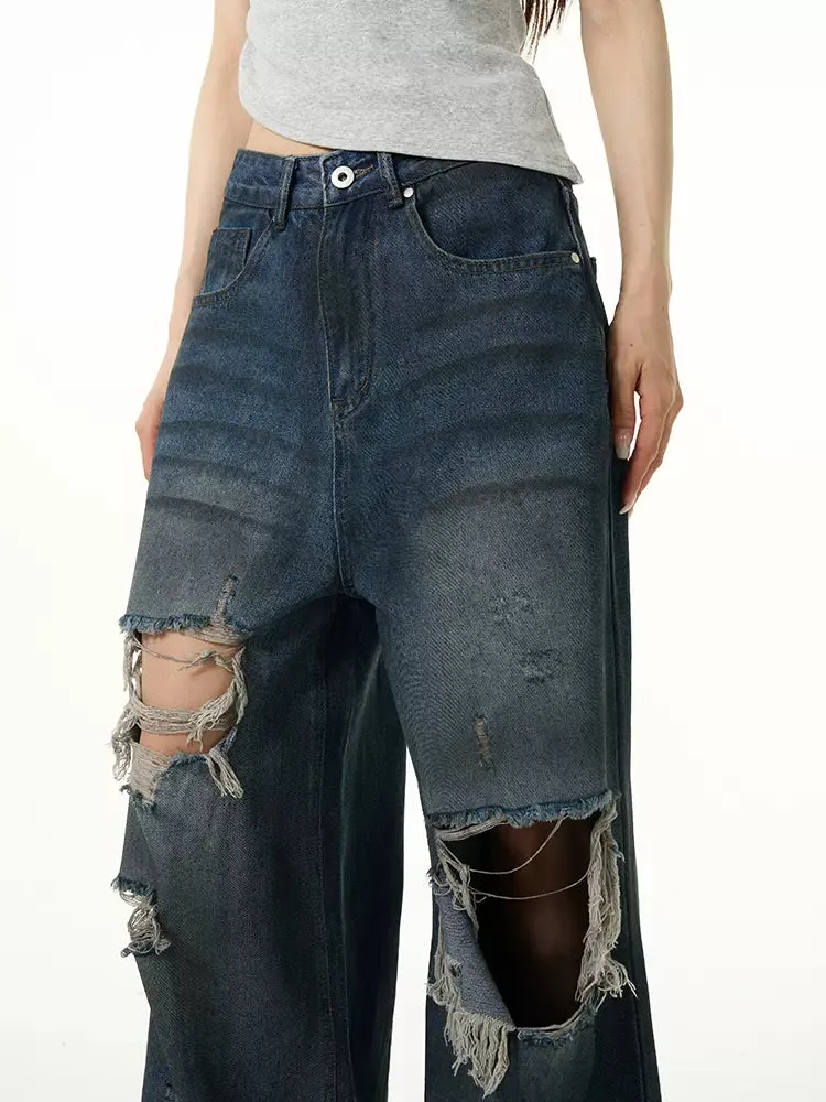 Distressed Cuts Detail Jeans