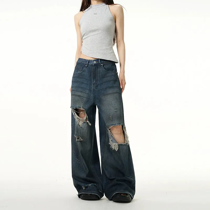 Distressed Cuts Detail Jeans