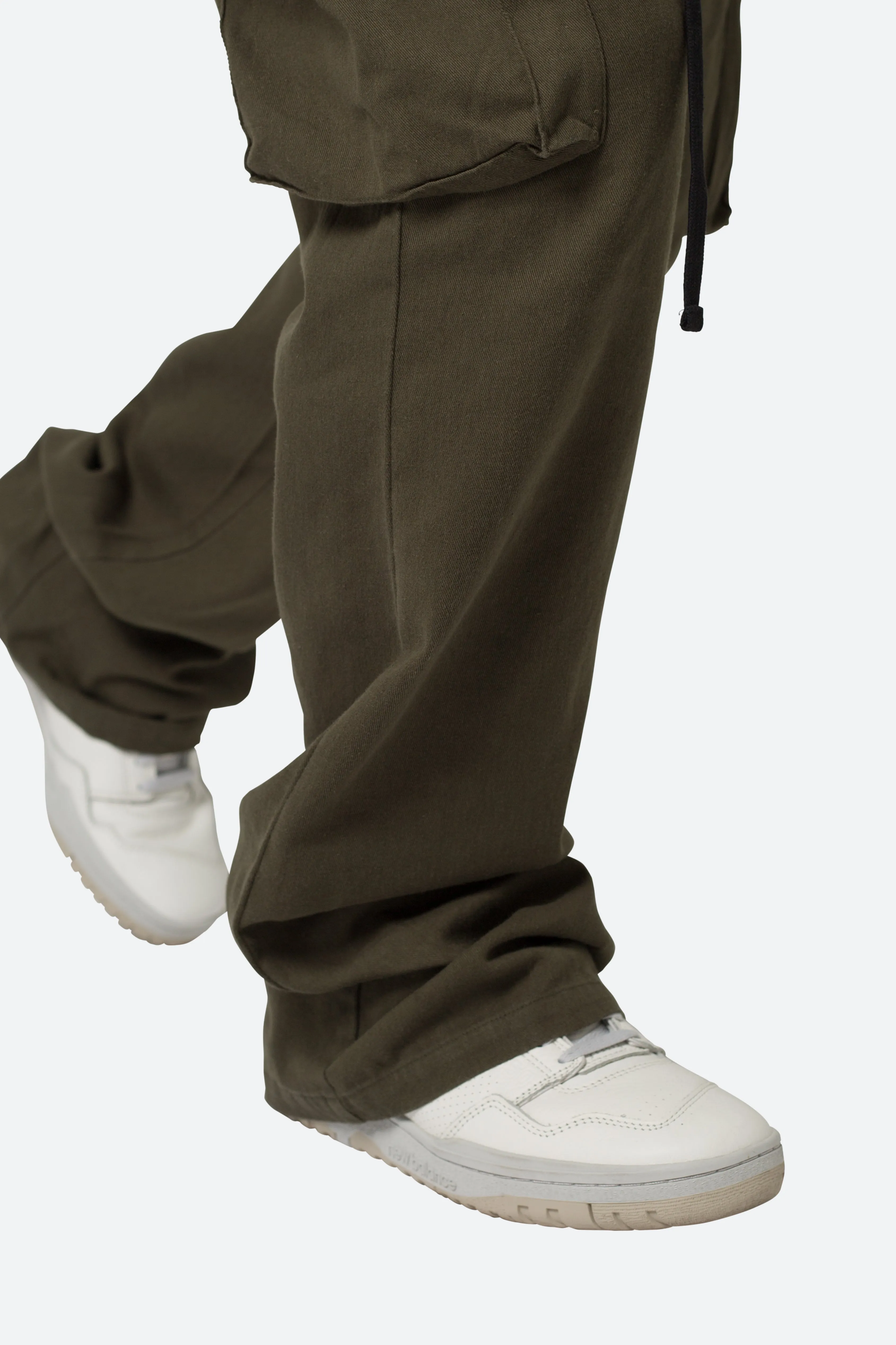 Drawcord Flare Cargo Pants - Olive