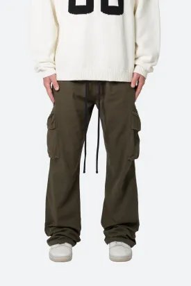 Drawcord Flare Cargo Pants - Olive