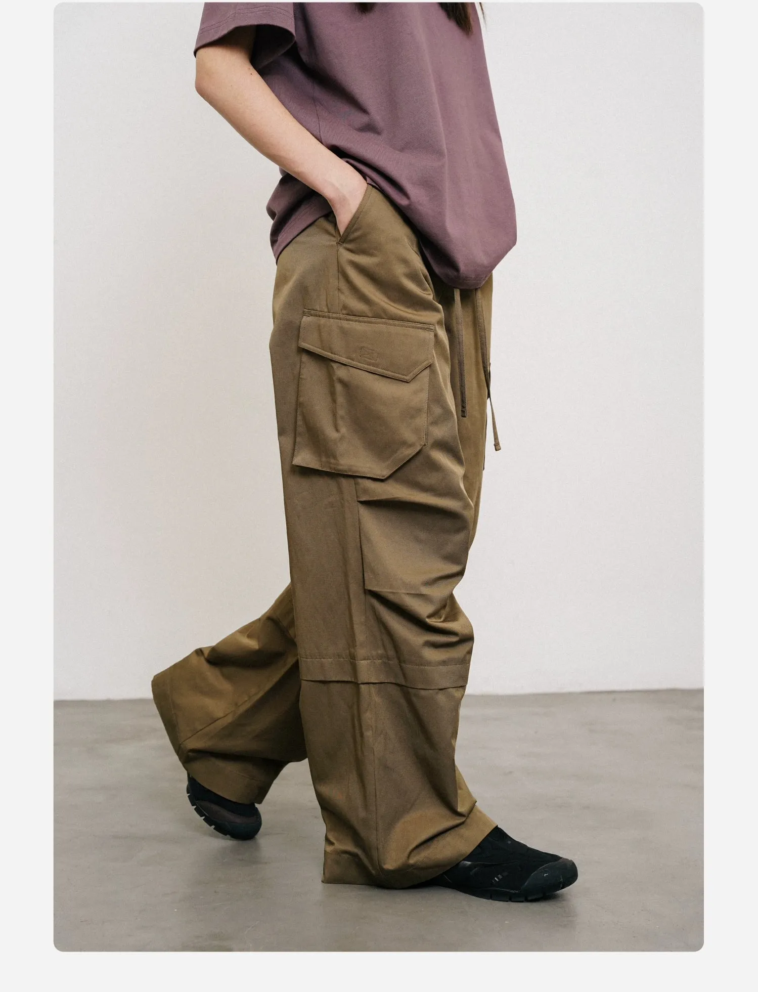 Drawstring 3D Pocket Cargo Pants