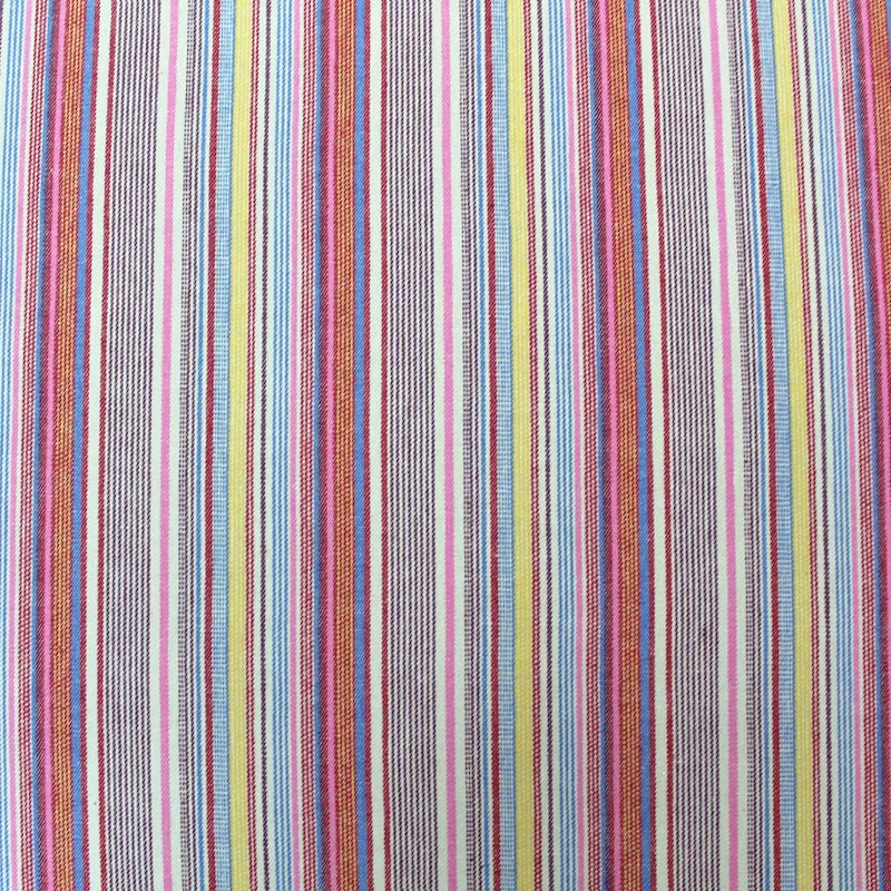 Dressmaking Cotton Denim Hickory Stripe - Pink Multi Coloured