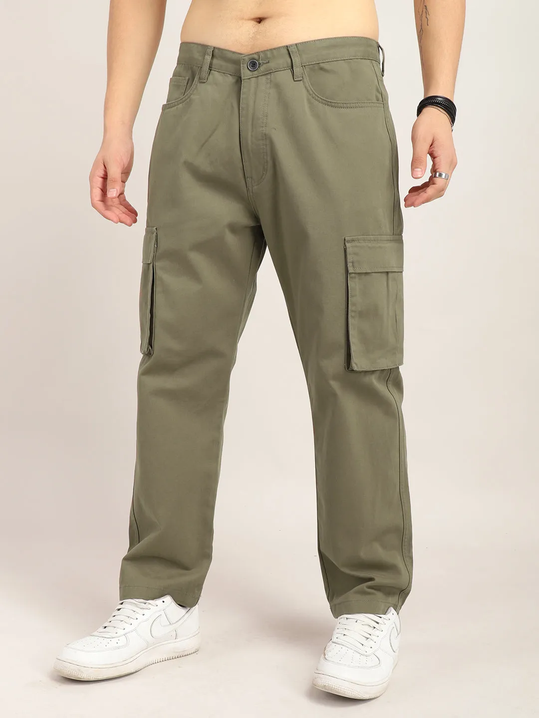 Drippy Umber Brown Cotton Twill Plus Size Cargo