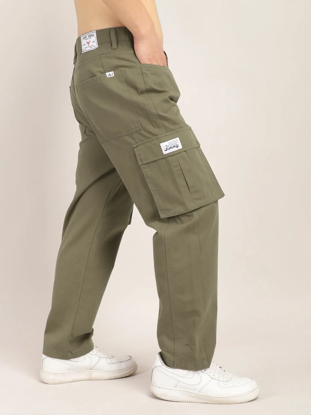 Drippy Umber Brown Cotton Twill Plus Size Cargo