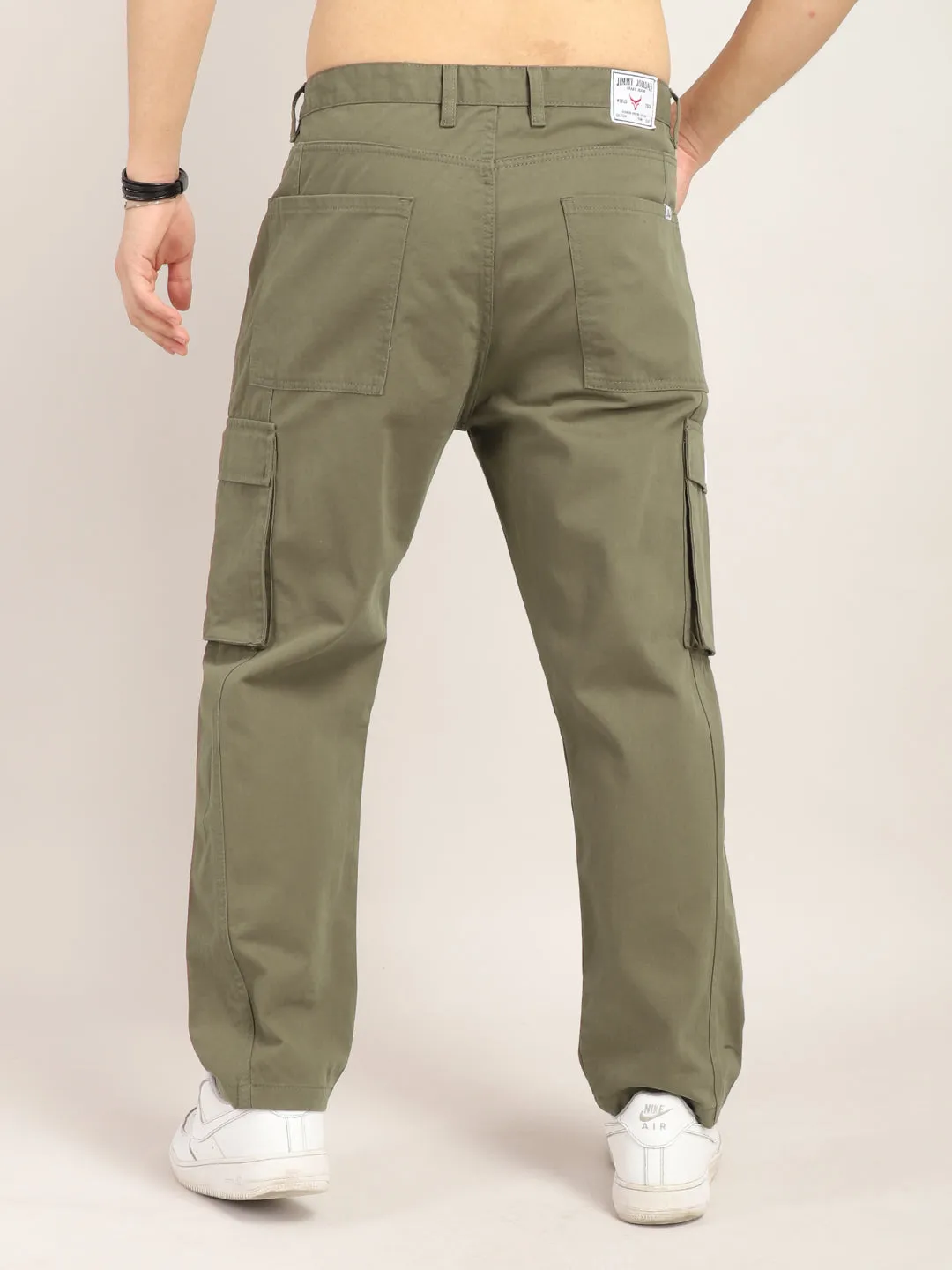 Drippy Umber Brown Cotton Twill Plus Size Cargo