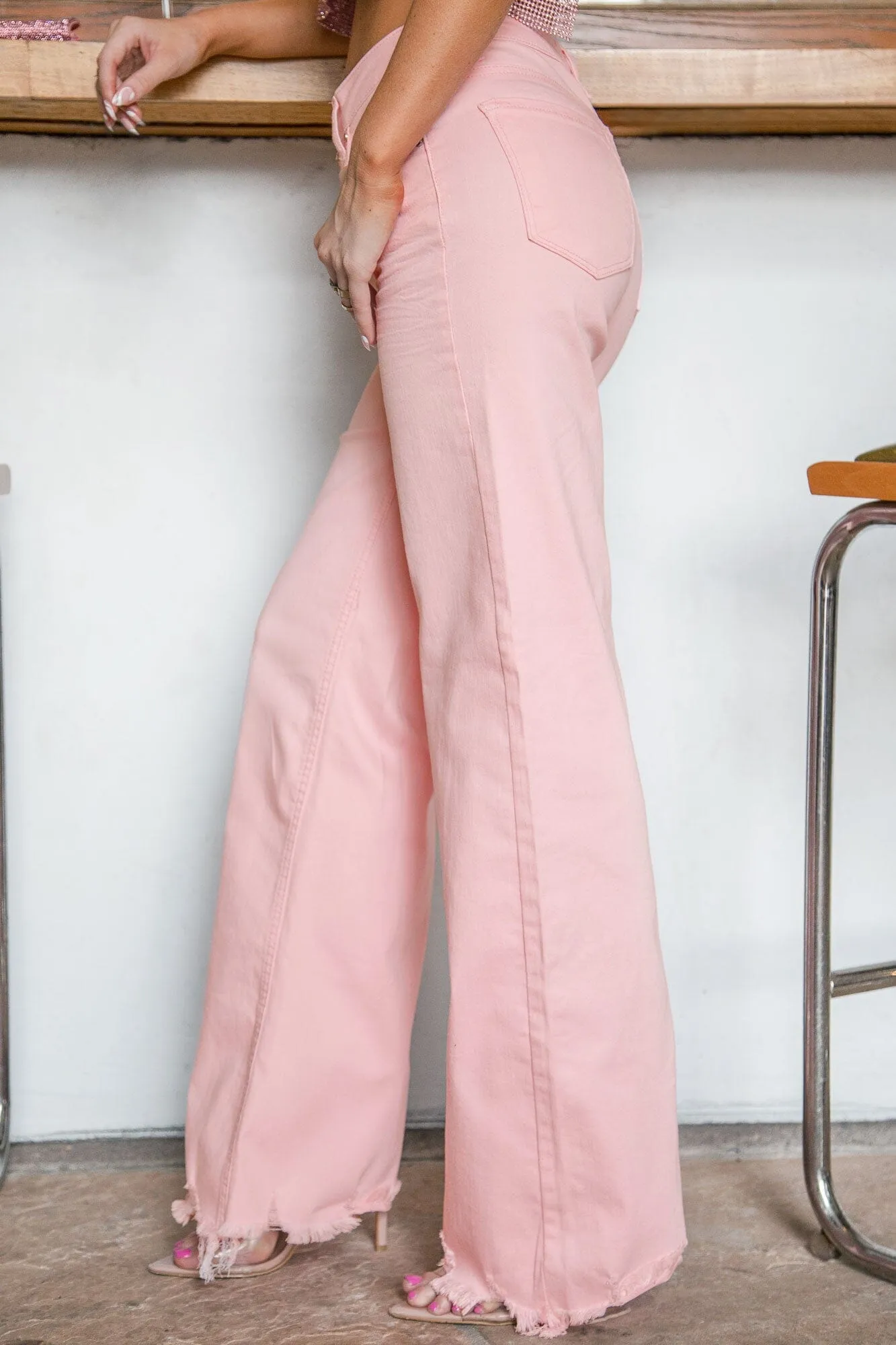 Elizabeth Distressed Light Pink Jeans