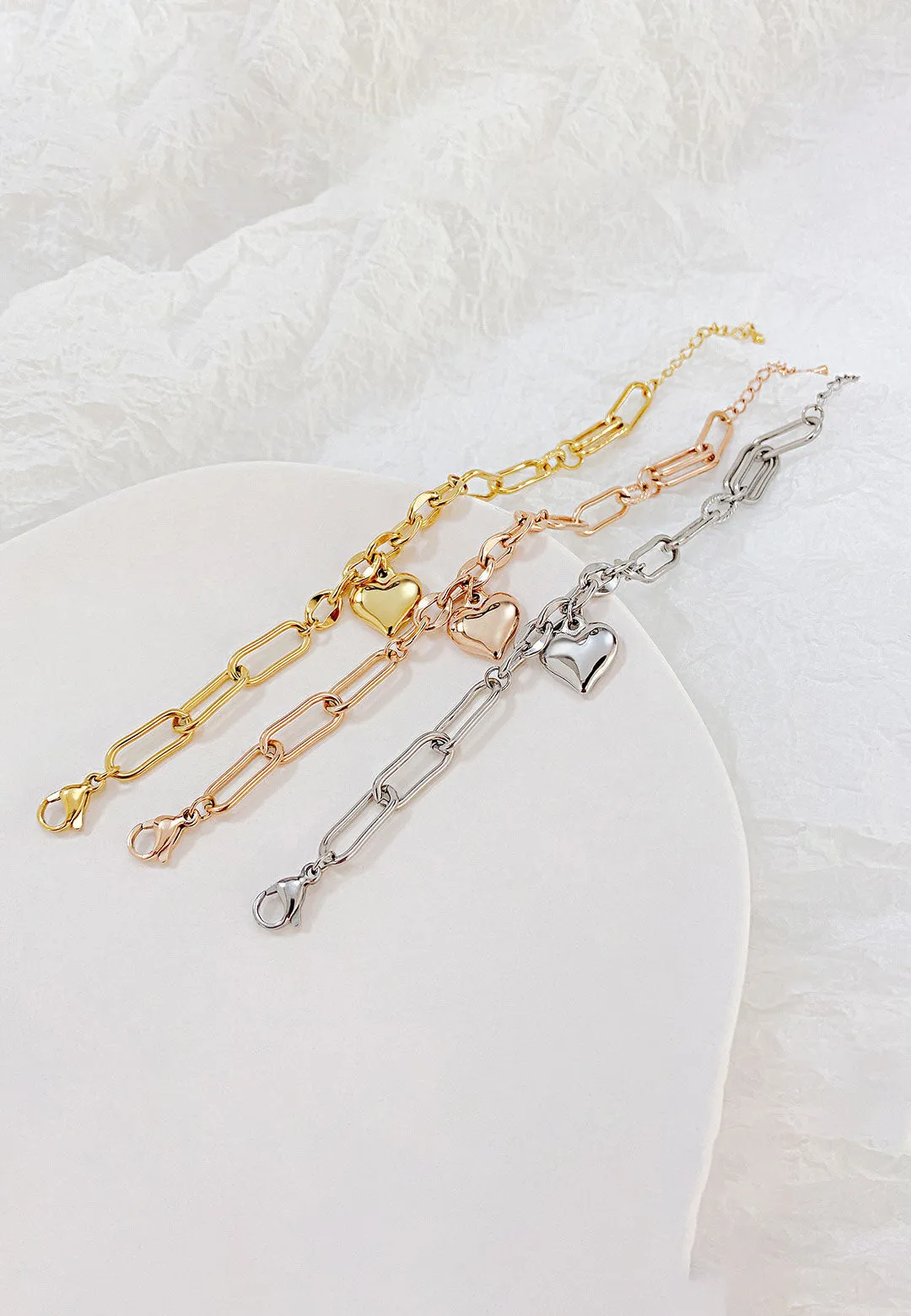 Everlast Engravable Heart Link Chain Bracelet