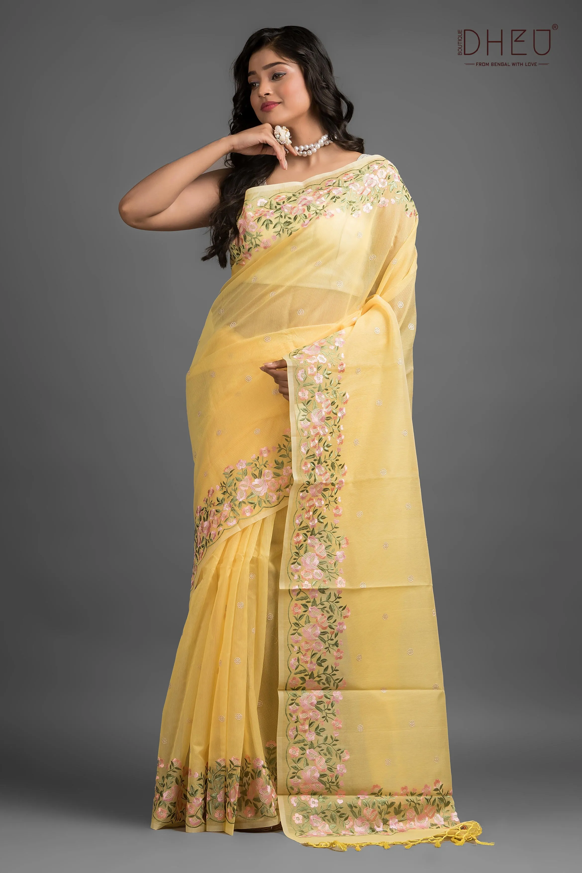 Exclusive Embroidery Kota Silk Saree