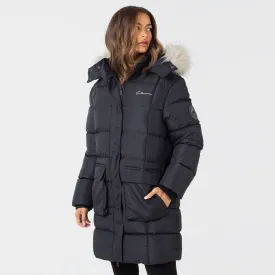 Faux Fur Longline Puffer  | Black