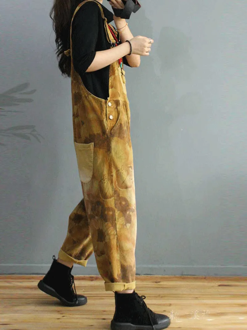 Foggy Season Cotton Tie-Dye Print Overall Dungaree