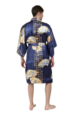 Folding Fans Mens Short Silk Kimono