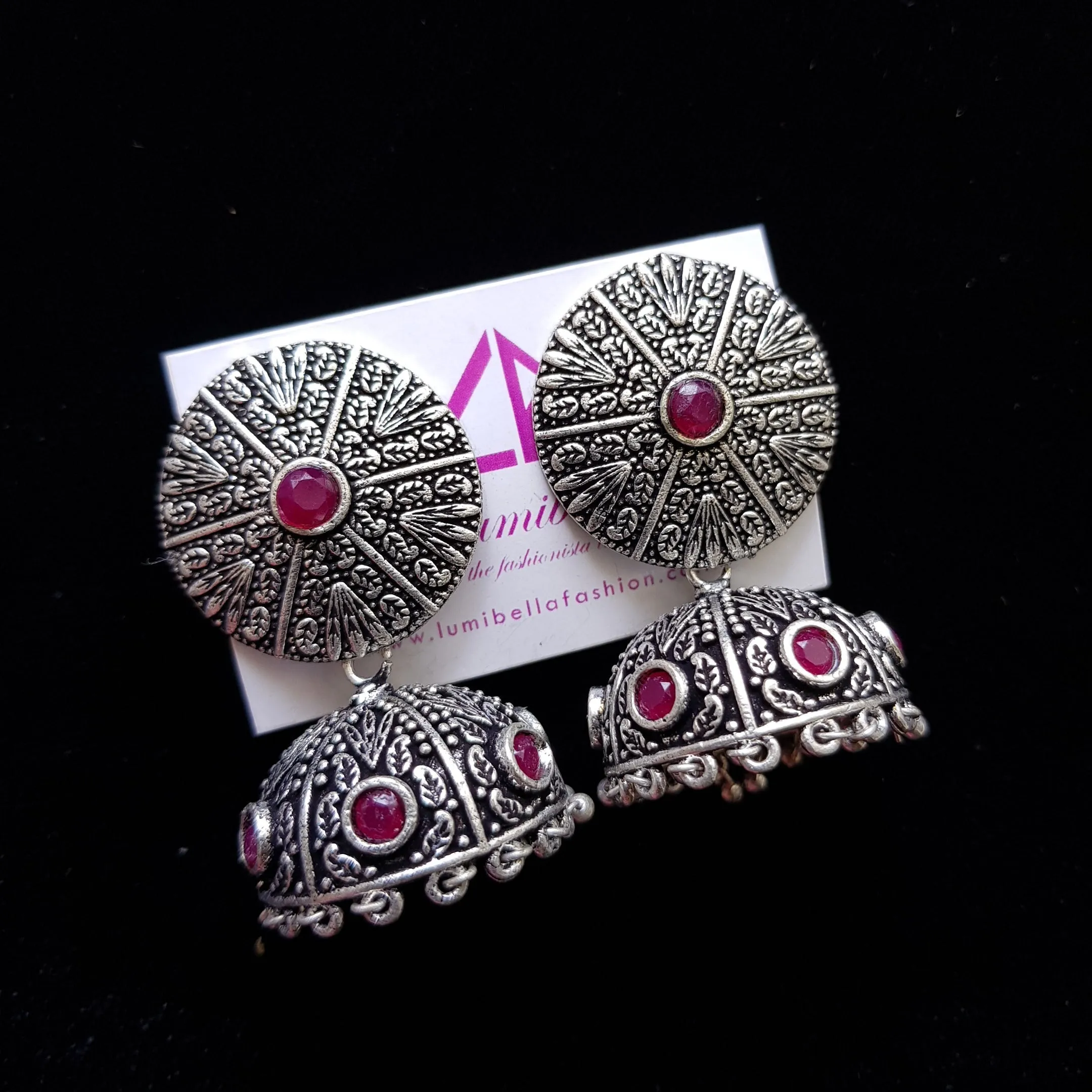 German Silver Jhumka Jhumki Earrings