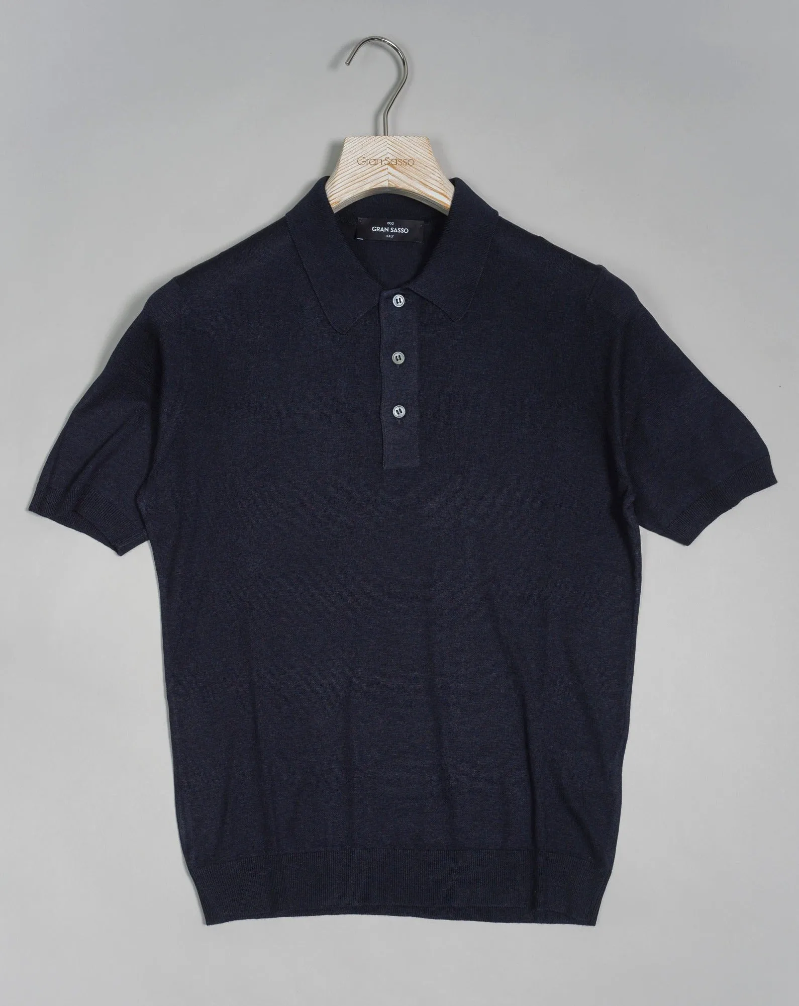 Gran Sasso Silk Polo Shirt / Navy