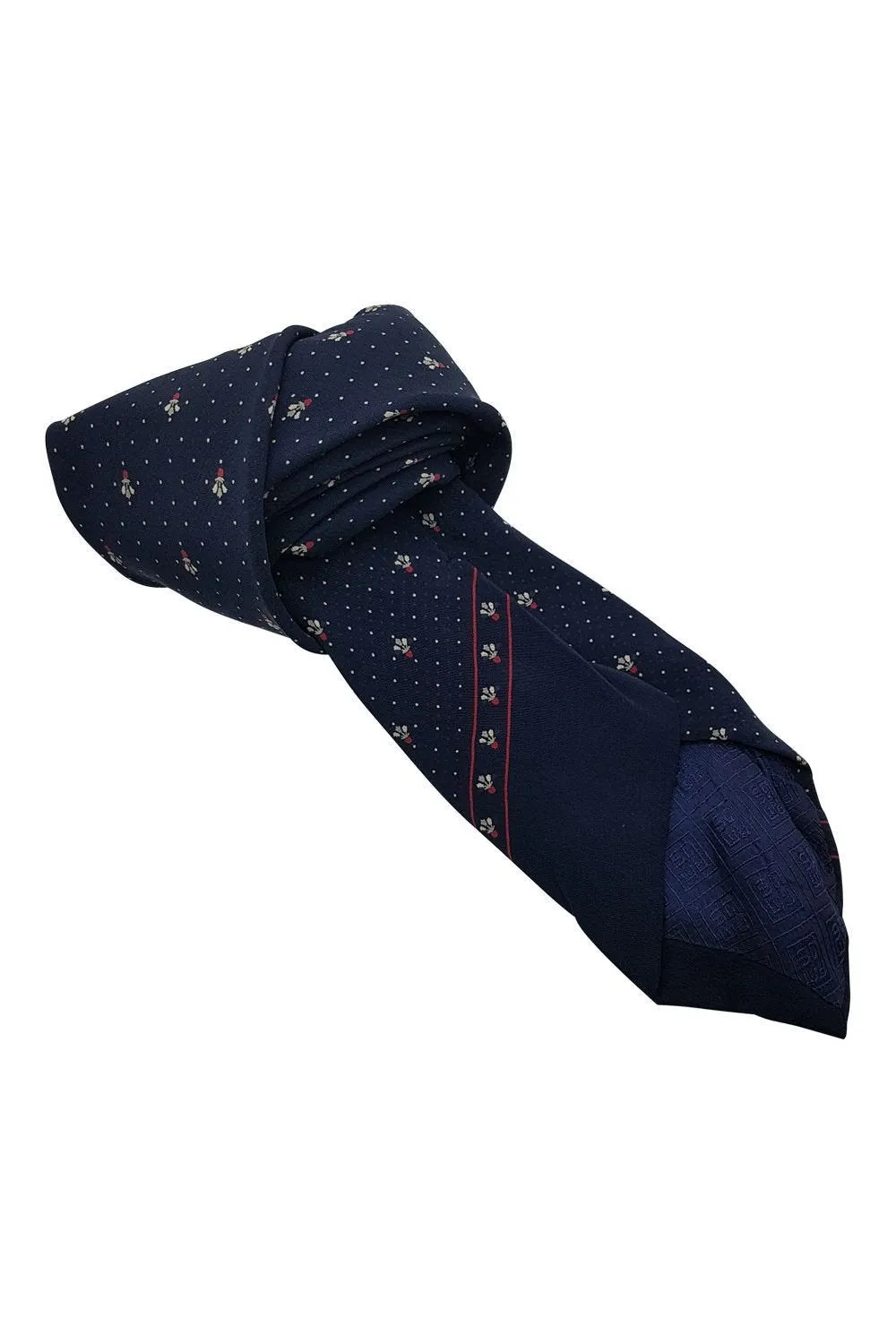 GRES 100% Silk Blue Fleur De Lis print Silk Tie (58")