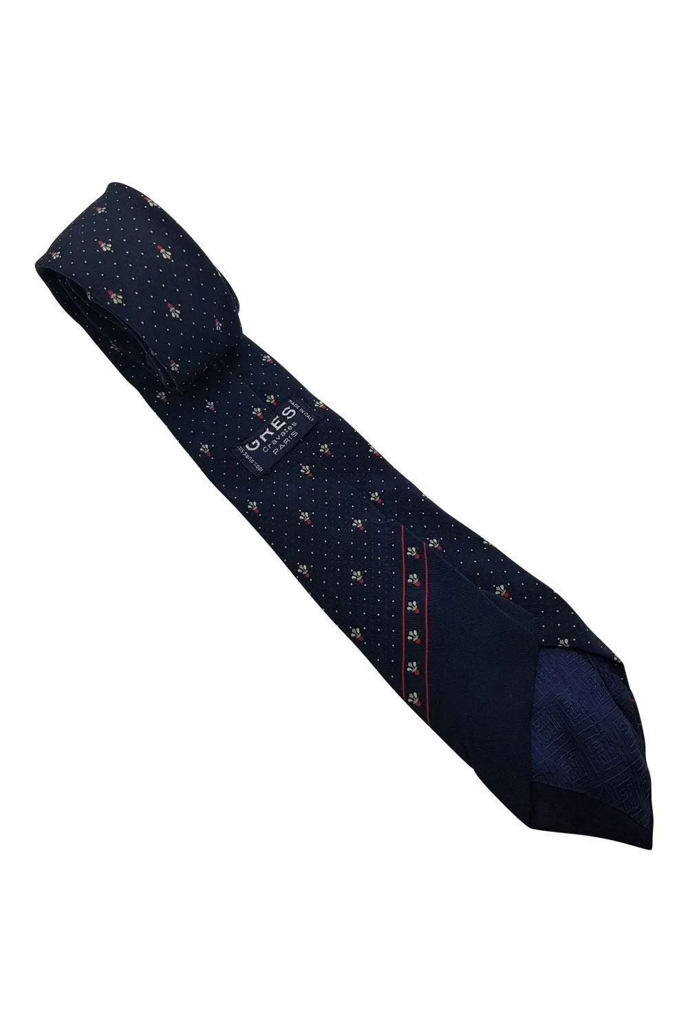 GRES 100% Silk Blue Fleur De Lis print Silk Tie (58")