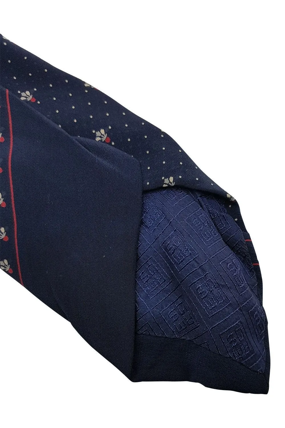 GRES 100% Silk Blue Fleur De Lis print Silk Tie (58")