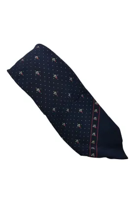 GRES 100% Silk Blue Fleur De Lis print Silk Tie (58")