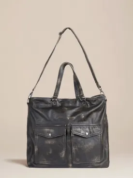 Hana Distressed Black Leather Bag