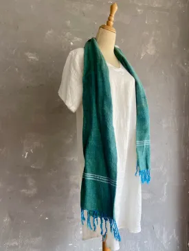 Handwoven Cotton Scarf in Green