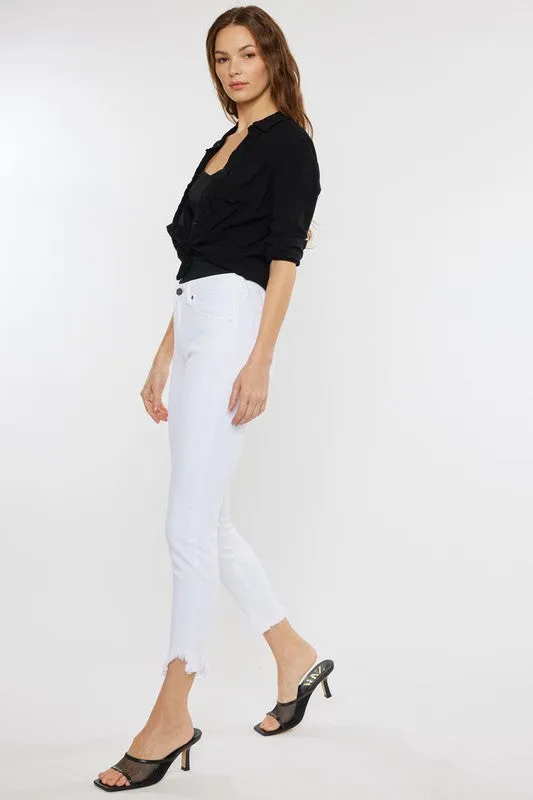 High Rise Hem Detail Ankle Skinny Jeans