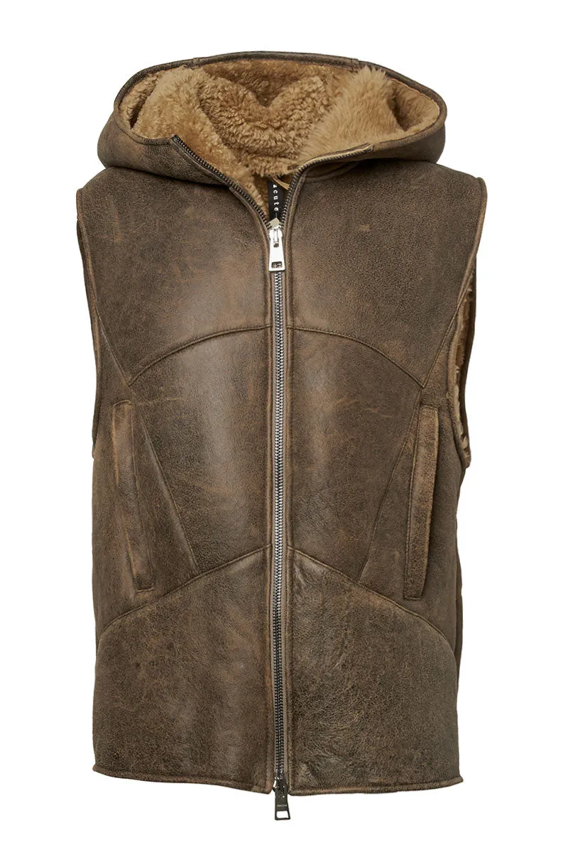 Hooded Shearling Vest