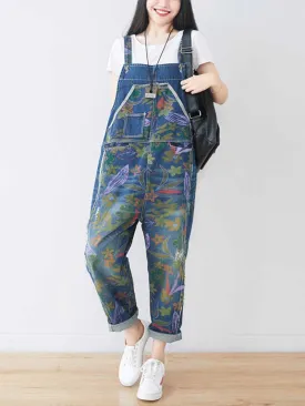 It’s My Life Flower Printed Denim Overall Dungarees