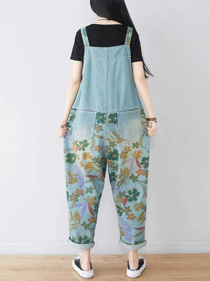 It’s My Life Flower Printed Denim Overall Dungarees