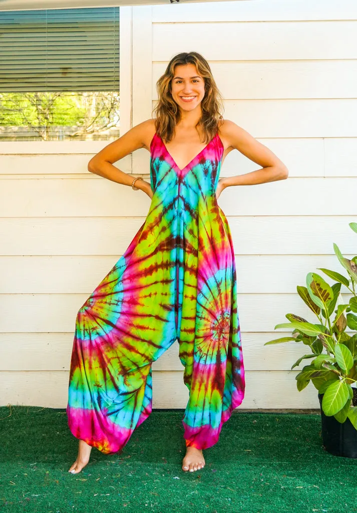 J19- Hand Dyed Wide Leg Boho Hippie Jumpsuits Rompers Pants