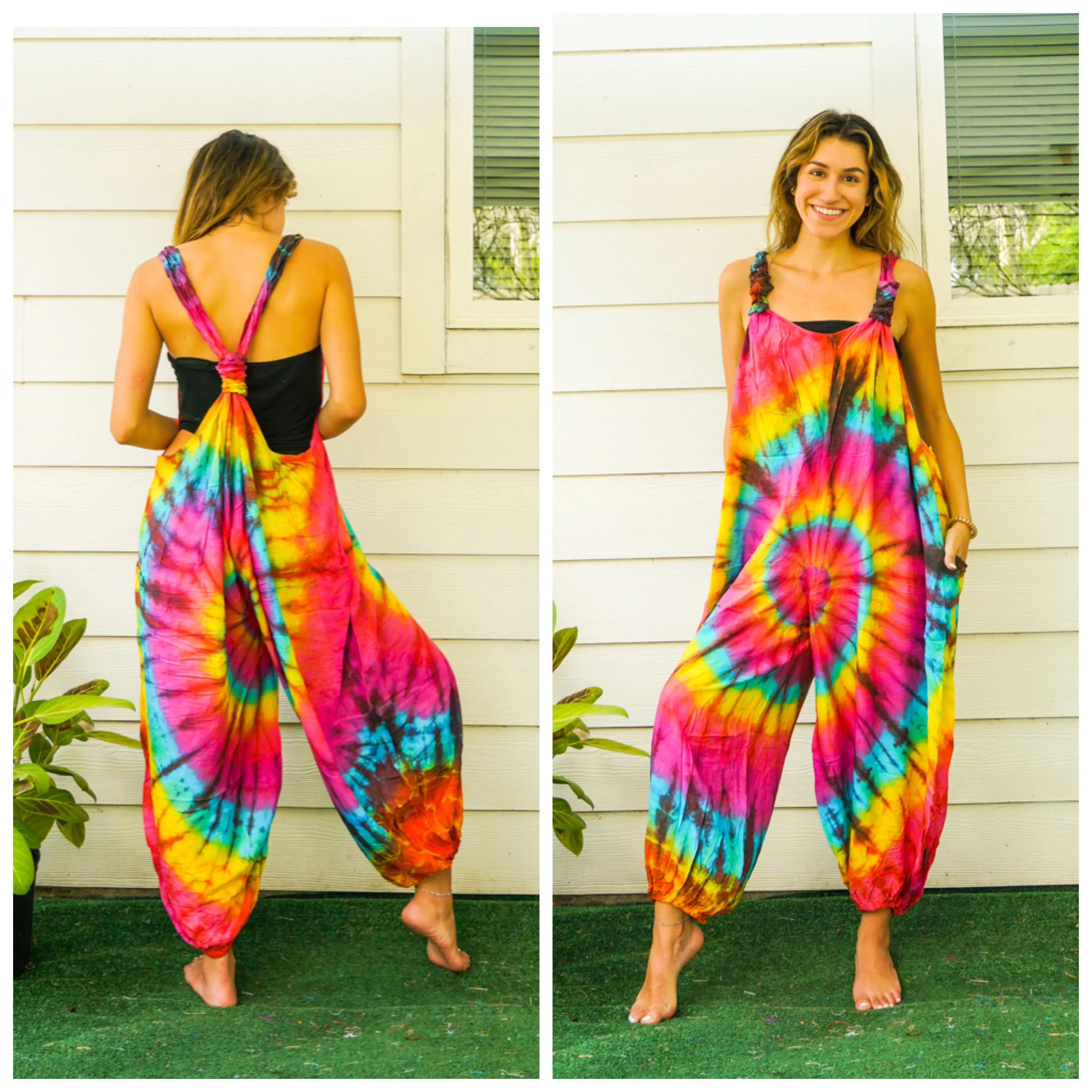 J34- Hand Dyed Hippie Racerback Jumpsuit Romper