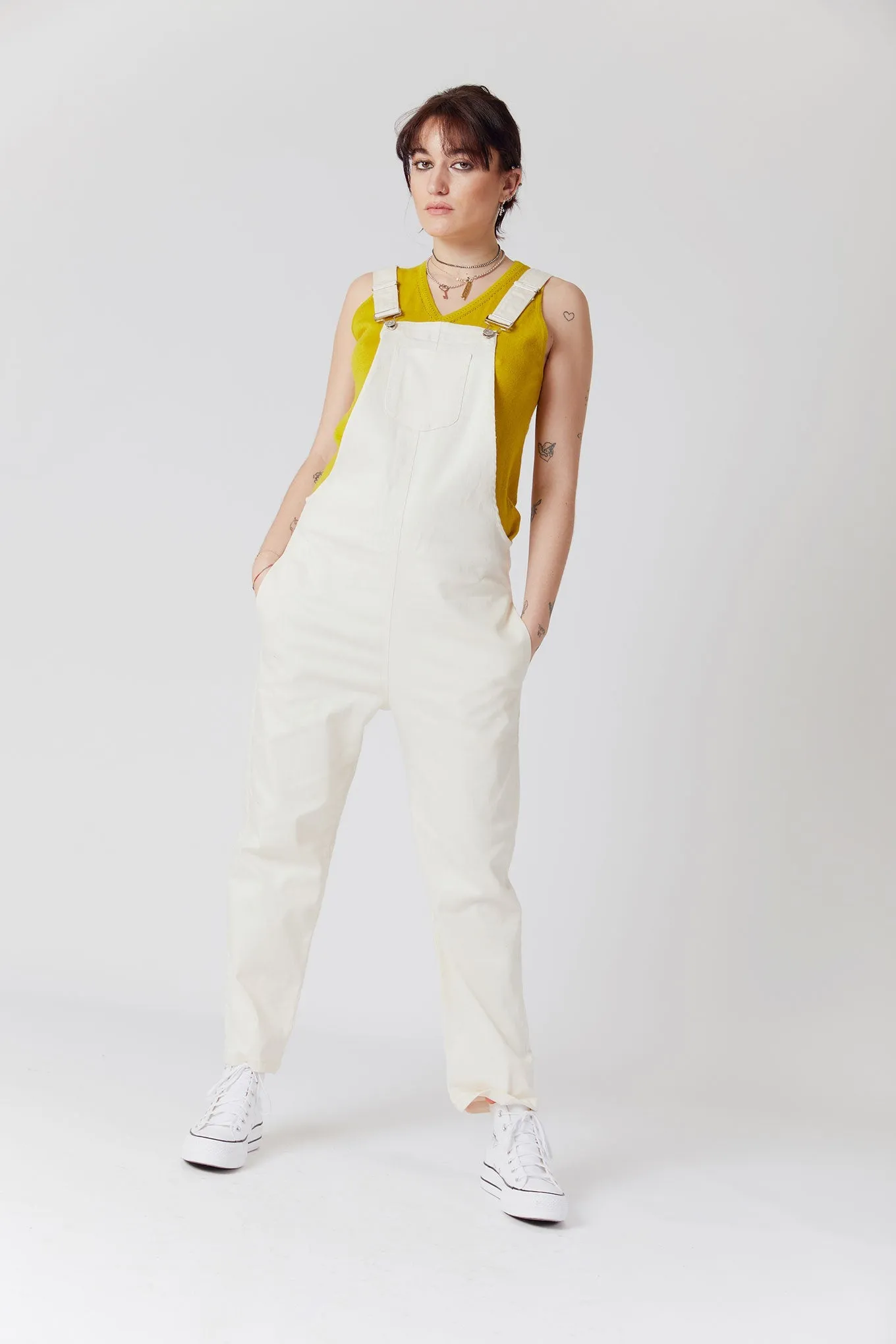 JOY Organic Cotton Dungarees Off White