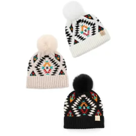 KIDS // Aztec {{ C.C BEANIE }} pom