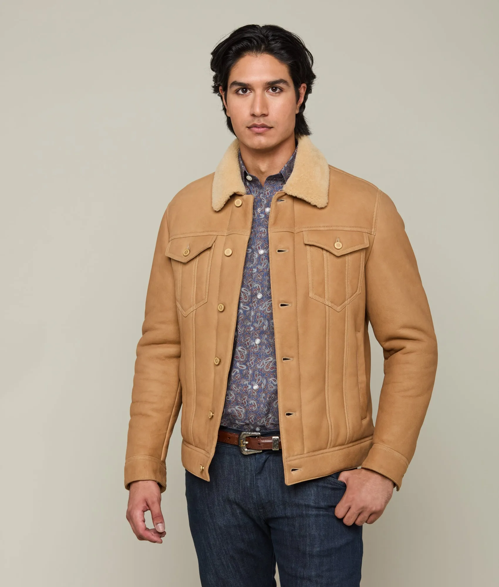 Kyle Shearling Trucker Jacket :: Natural