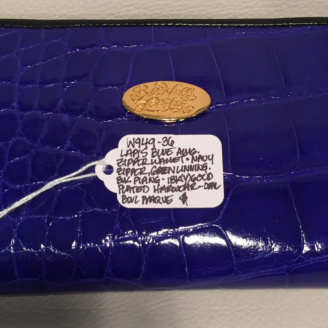 Large Zipper Wallet in Lapis Blue Crocodile Leather