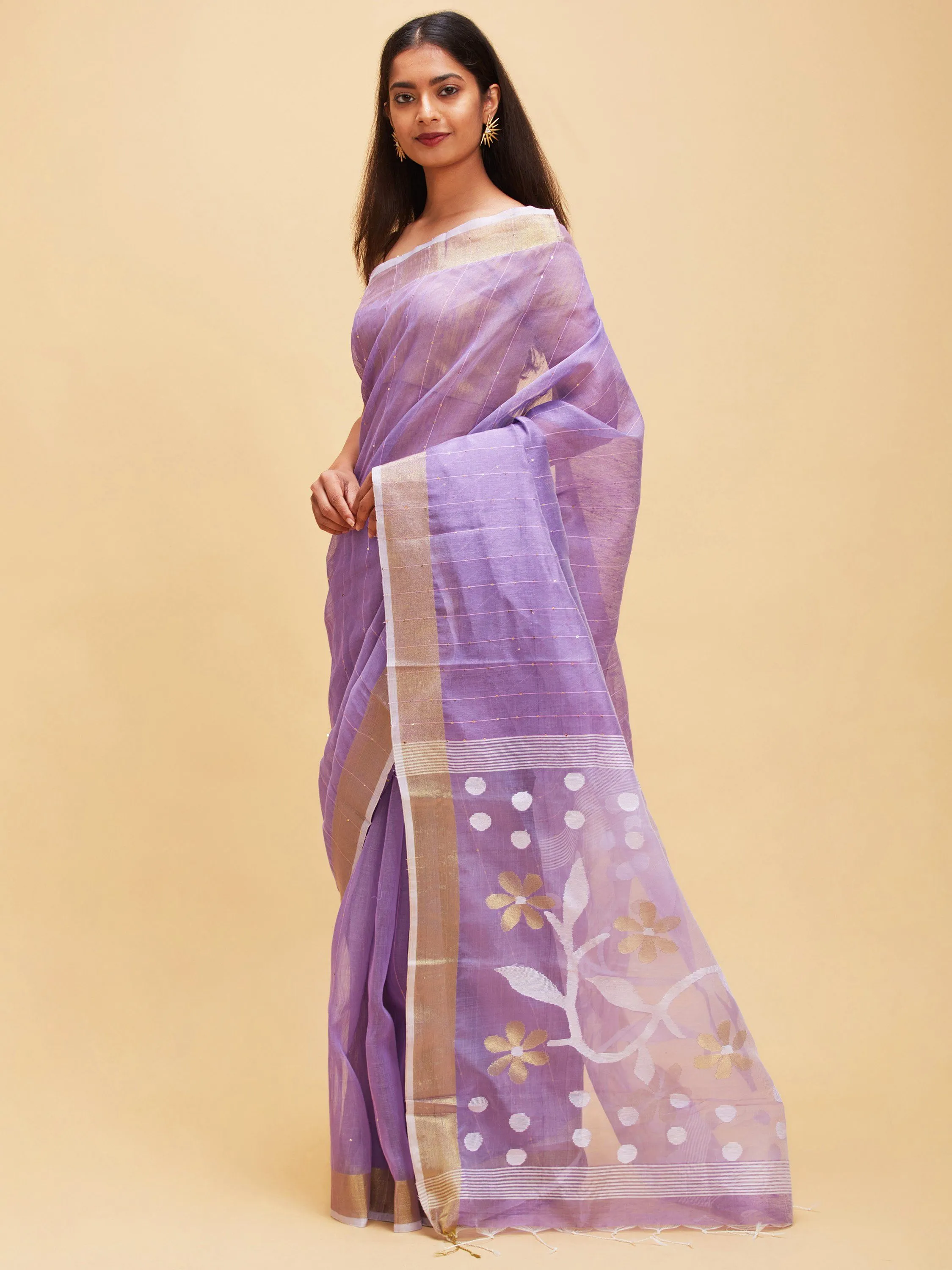 Lavender colored matka silk