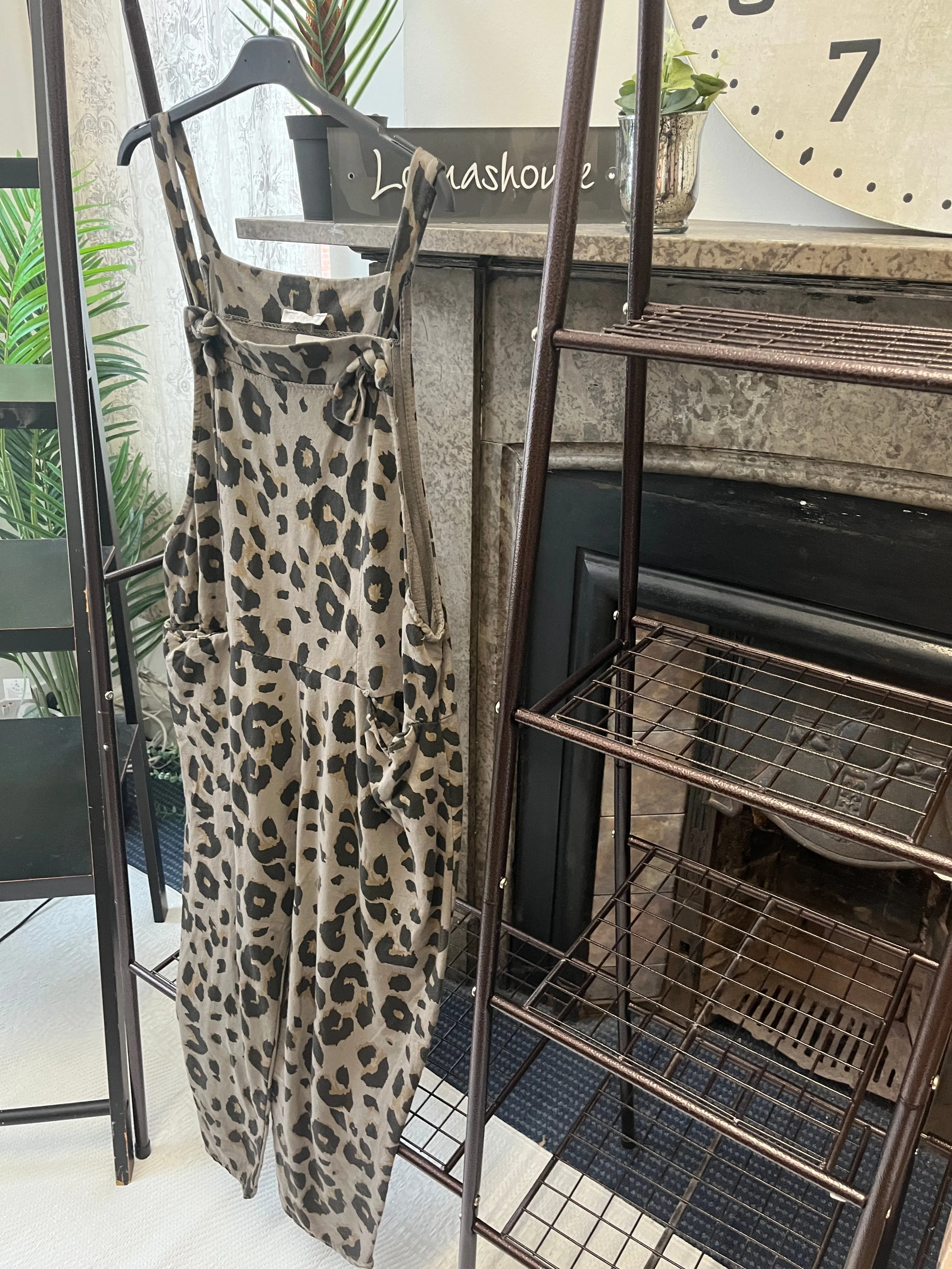 Leopard Jersey Dungarees