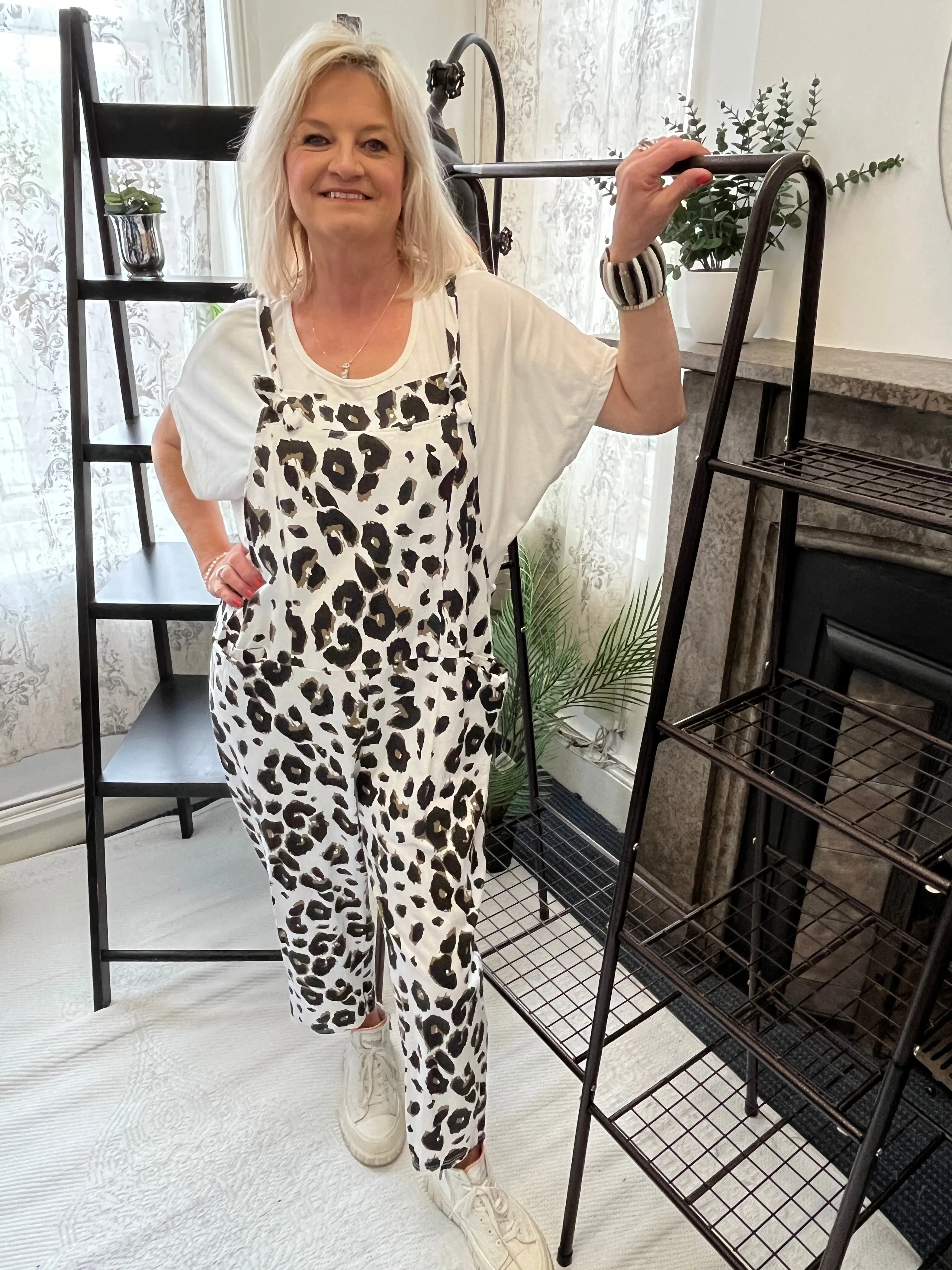 Leopard Jersey Dungarees