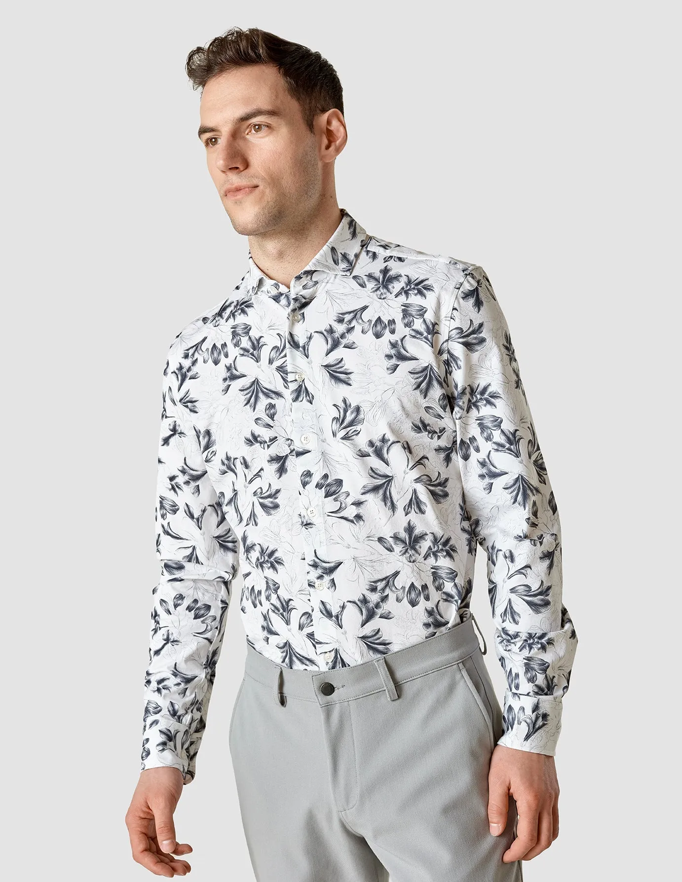 Lightweight Classic Shirt Navy Flower Regular