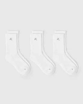 Lightweight Crew Socks 3 Pack | White